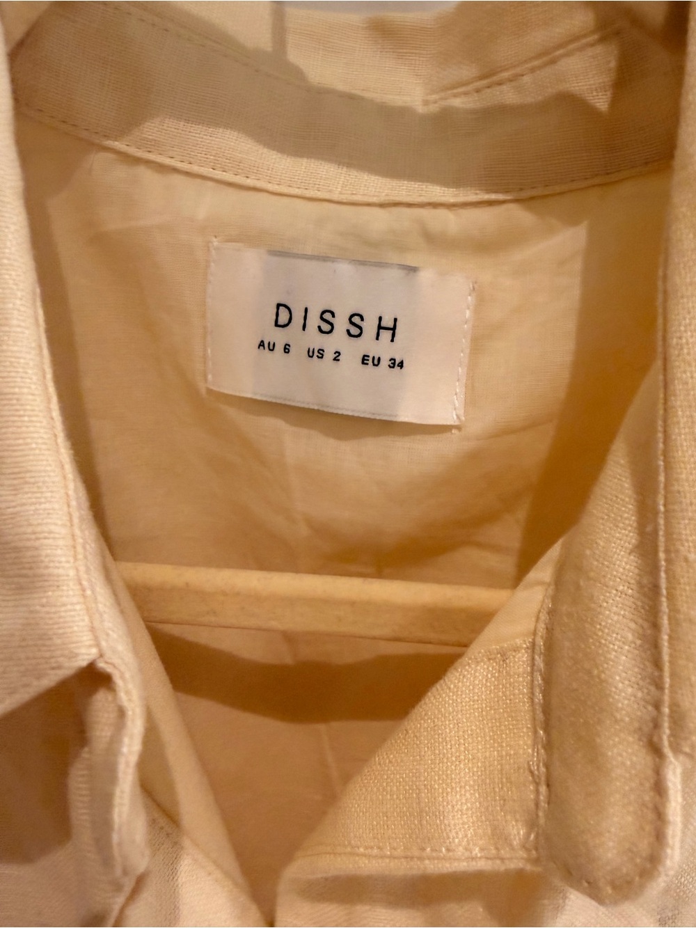 DISSH Pale Yellow Linen Midi Shirt Dress with Waist Tie - Picture 3 of 3